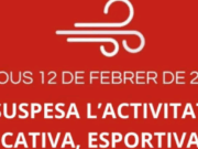 Suspensió d’activitats a Moià per fortes ventades el dijous 12 de febrer
